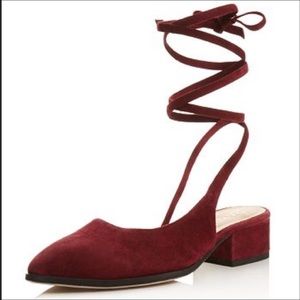 Raye Kaye Wraparound Tie Ankle Mule pointed toe leather lining women’s size 8